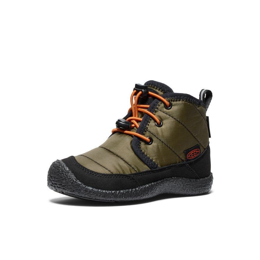 Little Kids' Howser II Waterproof Chukka | Dark Olive/Gold Flame - Image 3