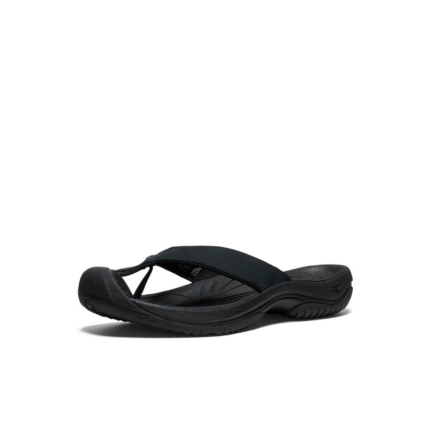 Men's Waimea Leather Flip-Flop | Black/Black - Image 3